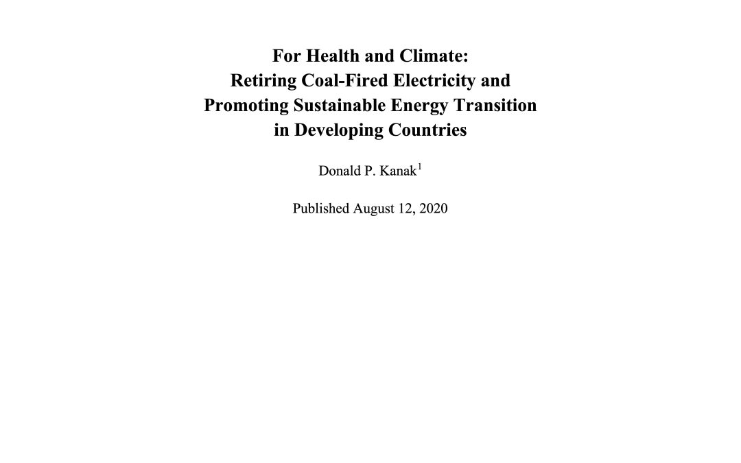 For Health and Climate: Retiring Coal-Fired Electricity and Promoting Sustainable Energy Transition in Developing Countries